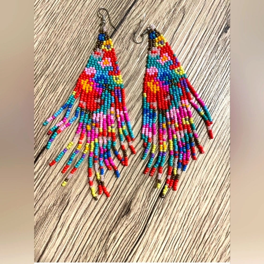 Colorful Handmade Bohemian Beaded Earrings NWOT